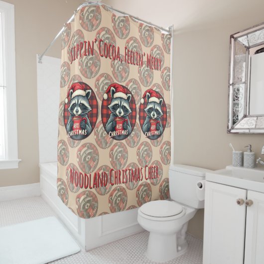 Christmas Raccoon Cocoa Cheer Duschvorhang (Beispiel)