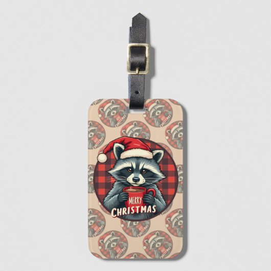 Christmas Raccoon Cocoa Cheer Gepäckanhänger (Vorderseite Vertikal)