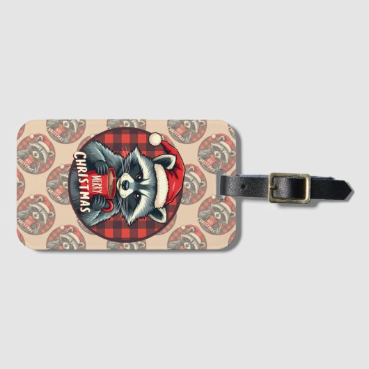 Christmas Raccoon Cocoa Cheer Gepäckanhänger (Vorderseite (Horizontal))