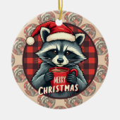 Christmas Raccoon Cocoa Cheer Keramik Ornament (Vorne)