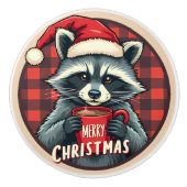 Christmas Raccoon Cocoa Cheer Keramikknauf (Vorderseite)