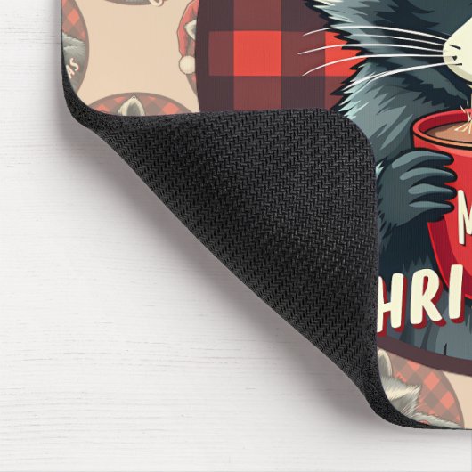 Christmas Raccoon Cocoa Cheer Mousepad (Ecke)