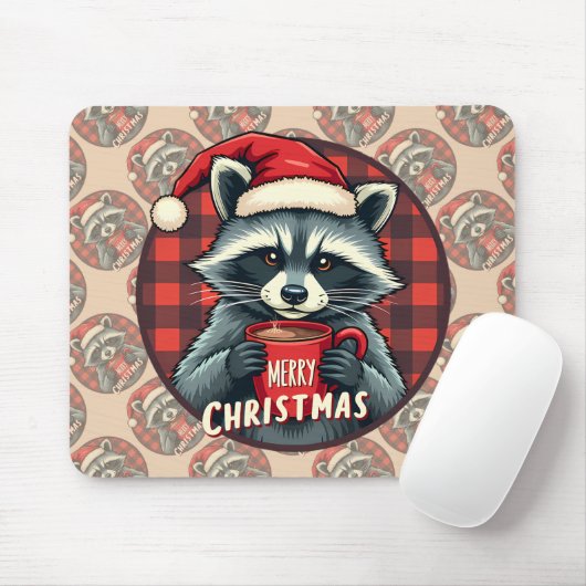 Christmas Raccoon Cocoa Cheer Mousepad (Mit Mouse)