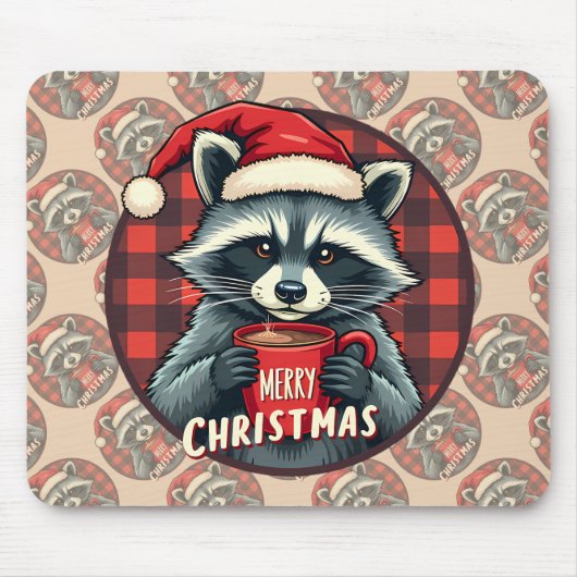 Christmas Raccoon Cocoa Cheer Mousepad (Vorne)