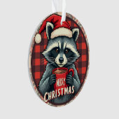 Christmas Raccoon Cocoa Cheer Ornament (Vorderseite)