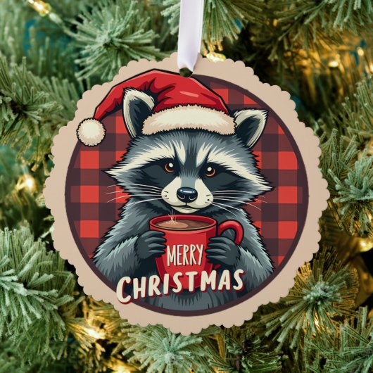 Christmas Raccoon Cocoa Cheer Ornament Karte (Insitu (Baum))