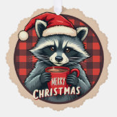 Christmas Raccoon Cocoa Cheer Ornament Karte (Vorderseite)