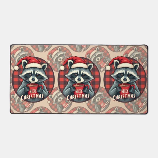 Christmas Raccoon Cocoa Cheer Schreibtischunterlage (Vorderseite)