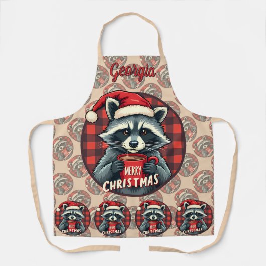 Christmas Raccoon Cocoa Cheer Schürze (Vorderseite)