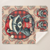 Christmas Raccoon Cocoa Cheer Sherpadecke (Vorderseite (Horizontal))