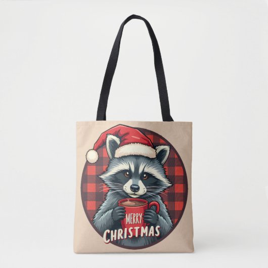 Christmas Raccoon Cocoa Cheer Tasche (Vorderseite)