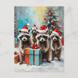 Christmas Raccoon Lover Feiertagspostkarte