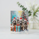 Christmas Raccoon Lover Feiertagspostkarte (Stehend Vorderseite)