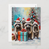 Christmas Raccoon Lover Feiertagspostkarte (Vorne/Hinten)