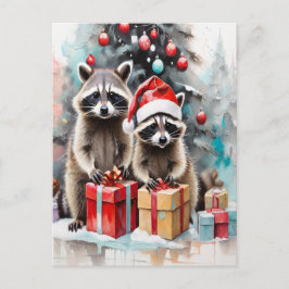 Christmas Raccoon Lover Feiertagspostkarte