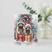 Christmas Raccoon Lover Feiertagspostkarte (Stehend Vorderseite)