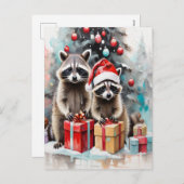 Christmas Raccoon Lover Feiertagspostkarte (Vorne/Hinten)