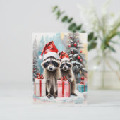 Christmas Raccoon Lover Feiertagspostkarte (Stehend Vorderseite)