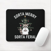 Christmas Raccoon Sorta Merry Sorta Feral Xmas Mousepad (Mit Mouse)