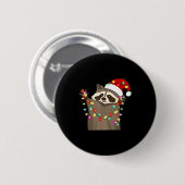 Christmas Racoon Swea,funny Christmas Lights Racco Button (Vorne & Hinten)