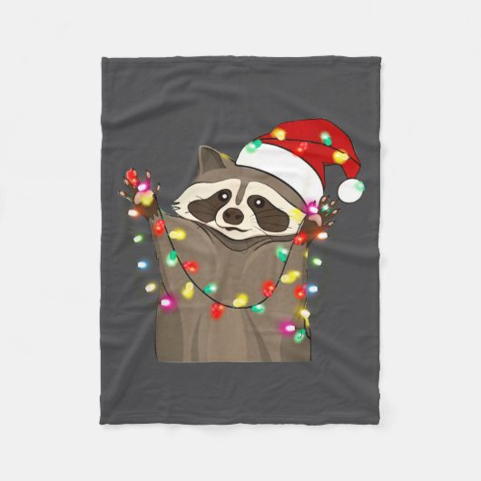 Christmas Racoon Swea,funny Christmas Lights Racco Fleecedecke (Vorderseite)