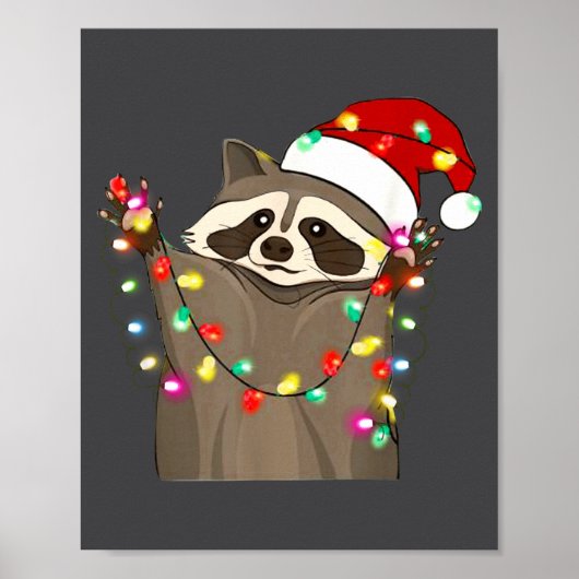Christmas Racoon Swea,funny Christmas Lights Racco Poster (Vorne)