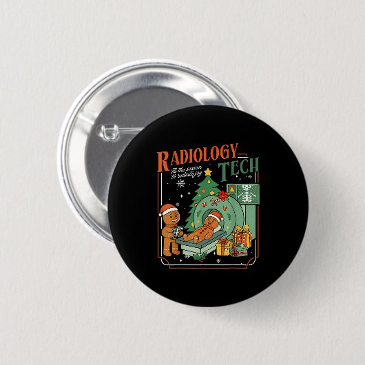 Christmas Radiology Tech Funny Gingerbread Man Rad Button (Vorne & Hinten)