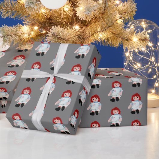 Christmas Rag Doll auf Grau Geschenkpapier (Feiertage)
