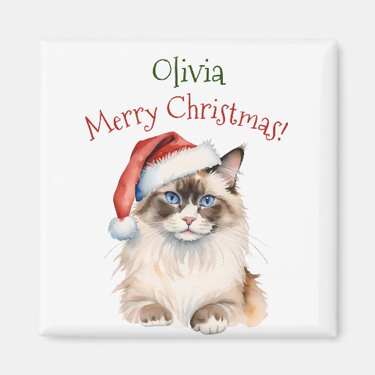 Christmas Ragdoll Cat Watercolor Magnet (Vorne)
