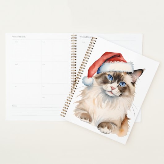 Christmas Ragdoll Cat Watercolor Planer (Anzeige)