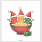 Christmas Ramen Cat Santa Anime Meow Kitty Meow Ca Aufkleber (Blatt)