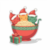 Christmas Ramen Cat Santa Anime Meow Kitty Meow Ca Aufkleber (Vorderseite)