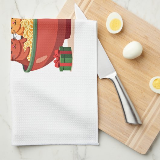 Christmas Ramen Cat Santa Anime Meow Kitty Meow Ca Geschirrtuch (Viertel Falte)
