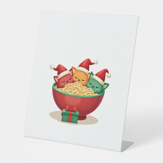 Christmas Ramen Cat Santa Anime Meow Kitty Meow Ca Sockelschild (Vorderseite)