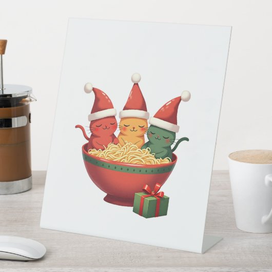 Christmas Ramen Cat Santa Anime Meow Kitty Meow Ca Sockelschild (In Situ)