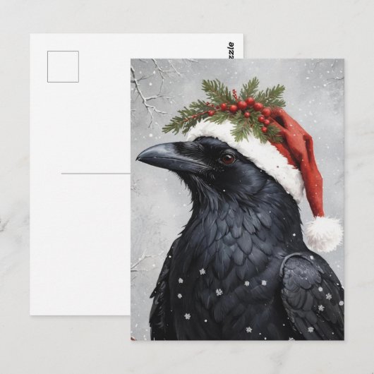 Christmas Raven Postkarte (Vorne/Hinten)