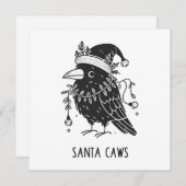 Christmas Raven Santa Caws Feiertagskarte (Vorne/Hinten)