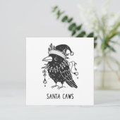 Christmas Raven Santa Caws Feiertagskarte (Stehend Vorderseite)