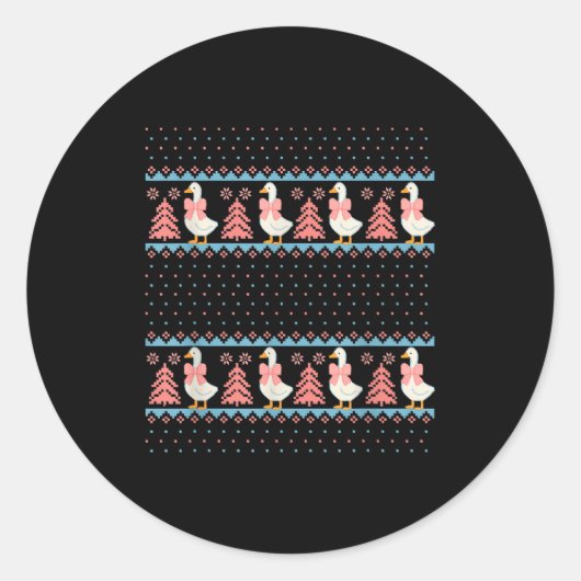 Christmas Rch Goose Ugly Sweater Pajama Xmas Tree Runder Aufkleber (Vorderseite)