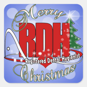 CHRISTMAS RDH Registered Dental Hygienic Quadratischer Aufkleber