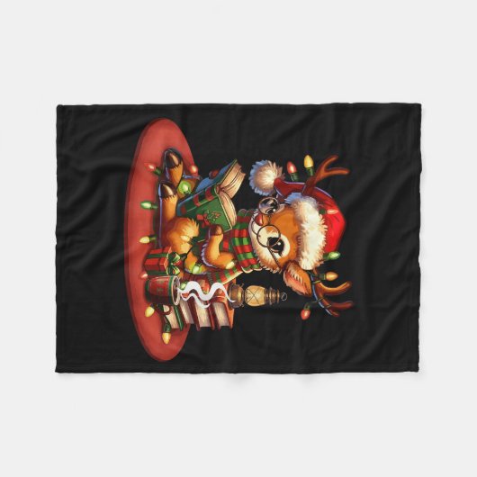 Christmas Reading Book Lovers Bookworm Coffee Rein Fleecedecke (Vorderseite (Horizontal))