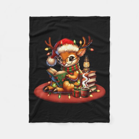 Christmas Reading Book Lovers Bookworm Coffee Rein Fleecedecke (Vorderseite)