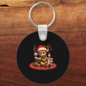 Christmas Reading Book Lovers Bookworm Coffee Rein Schlüsselanhänger (Vorderseite)