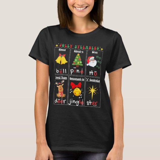 Christmas Reading Teacher Syllable Types Phonemic T-Shirt (Vorderseite)