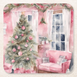 Christmas rechteckiger pappuntersetzer