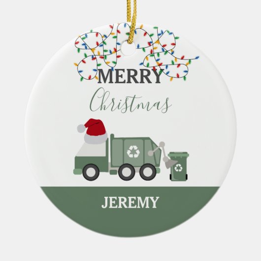 Christmas Recycling Garbage Truck Custom Keramik Ornament (Vorne)