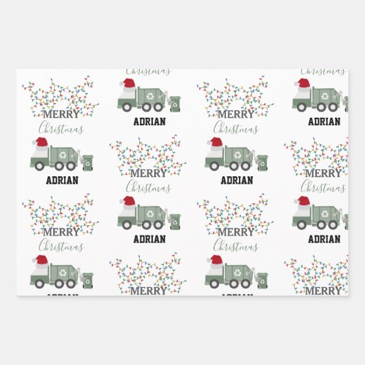 Christmas Recycling Garbage Truck Custom Name Geschenkpapier Set (Vorderseite 2)
