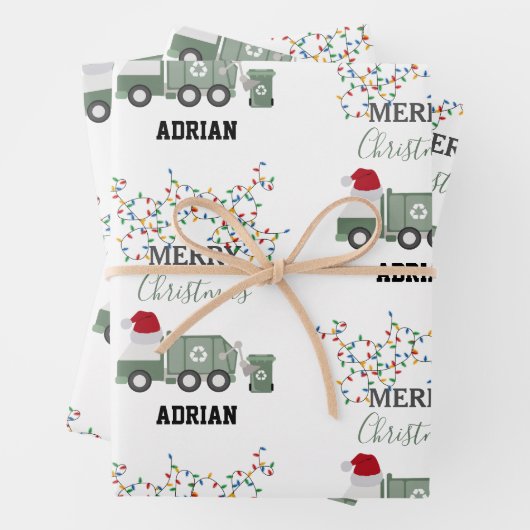 Christmas Recycling Garbage Truck Custom Name  Geschenkpapier Set (Beispiel)