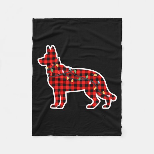 Christmas Red And Black Buffalo Plaid German Sheph Fleecedecke (Vorderseite)