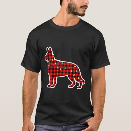 Christmas Red And Black Buffalo Plaid German Sheph T-Shirt (Vorderseite)